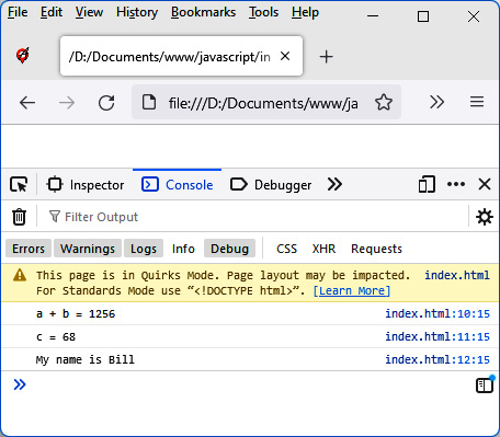 Figure 1.6 – Using the var keyword
