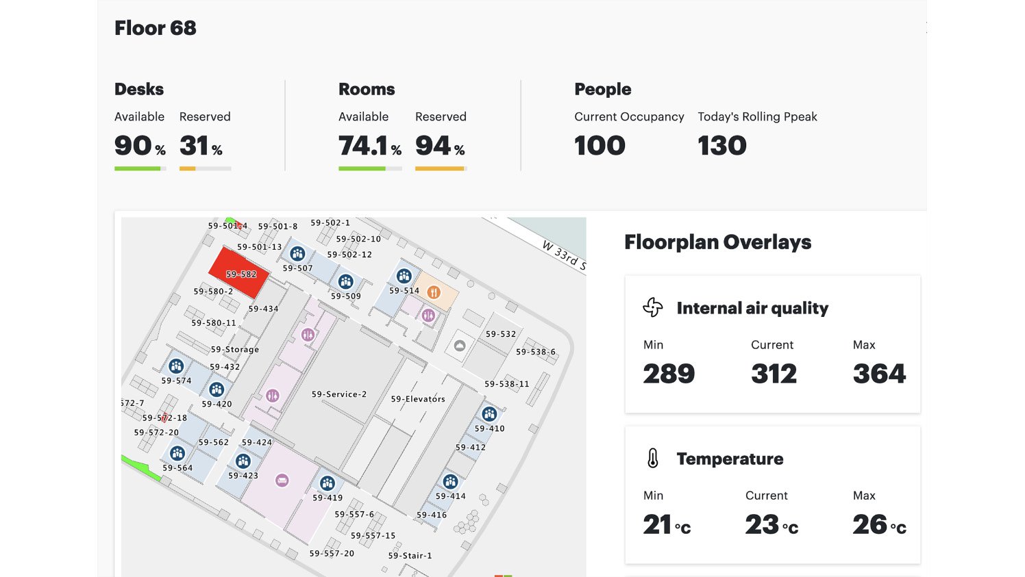 Figure 1.3 – Example of a 2D map interface used for a smart building 
