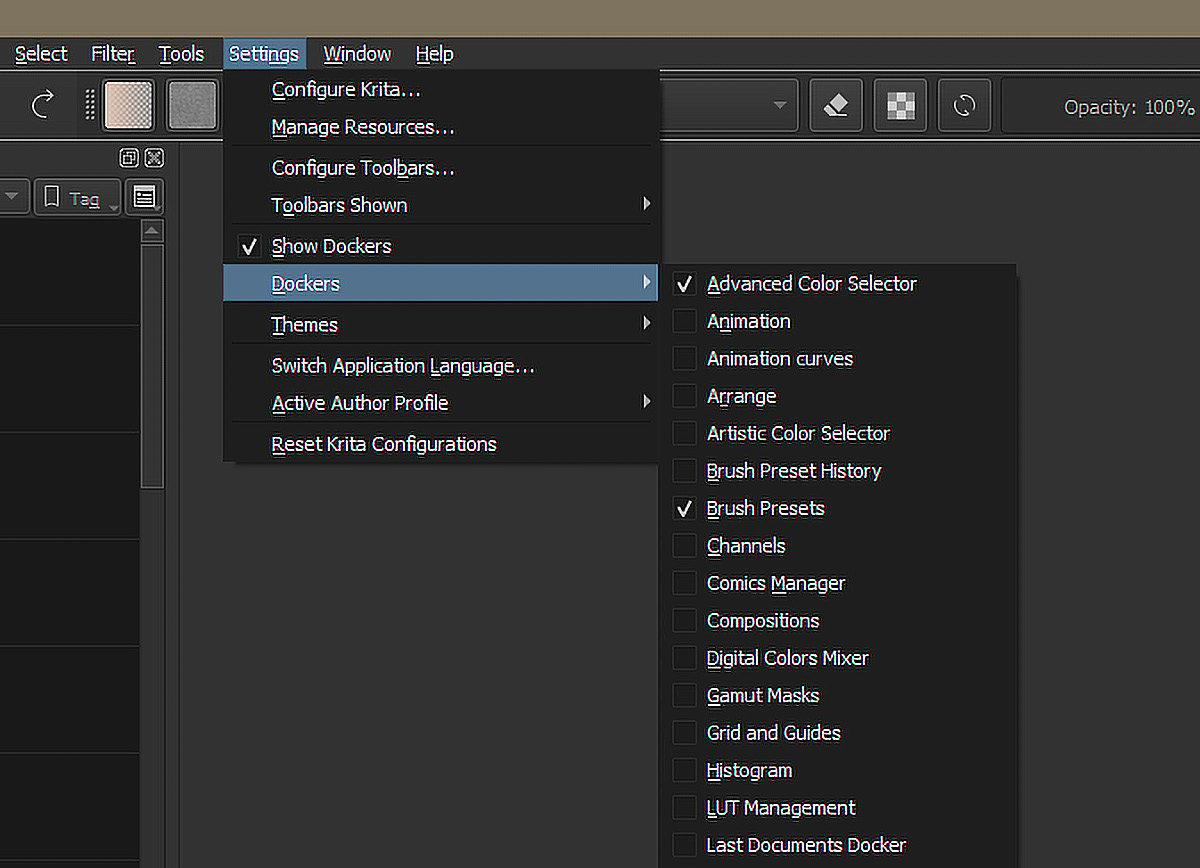 Figure 1.15 – The location of various docker options
