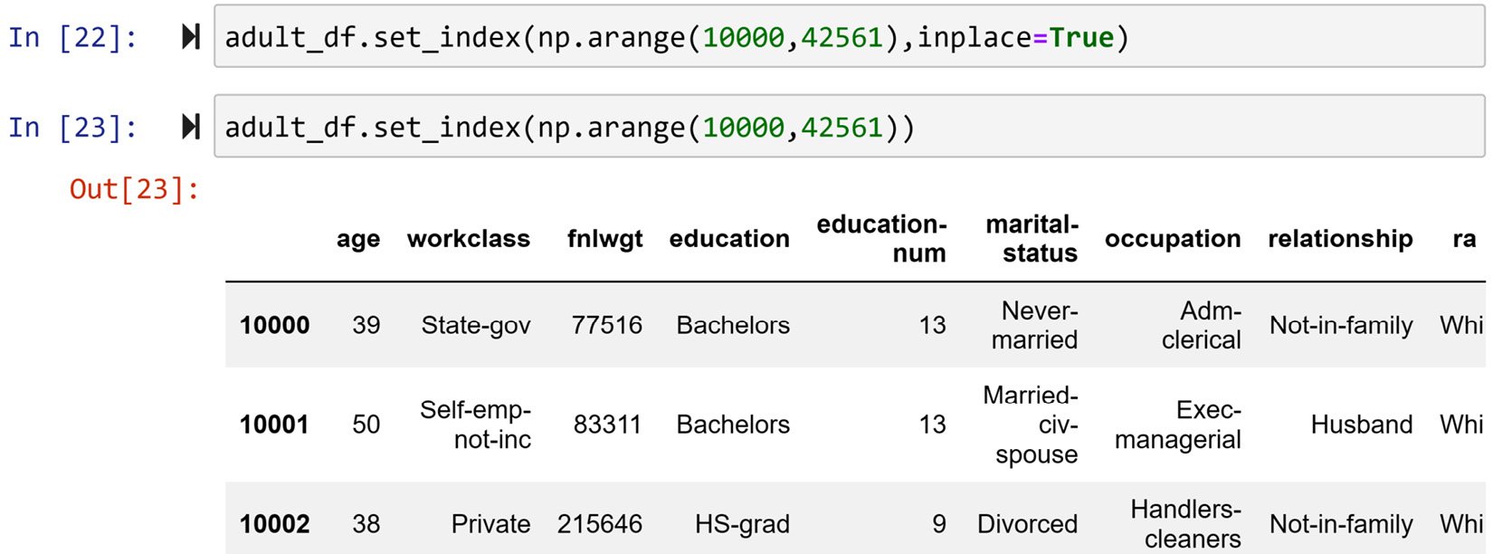 Figure 1.15 – Updating the index of adult_df as described
