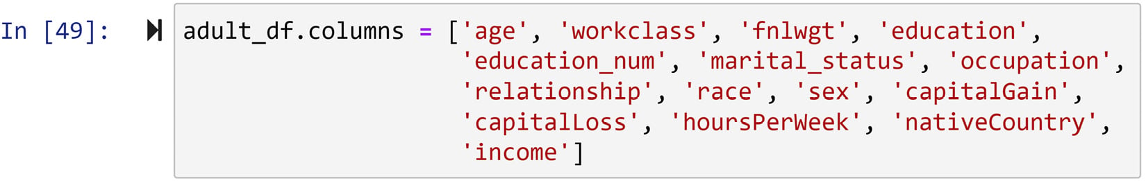 Figure 1.30 – Example of updating the column titles of a DataFrame 
