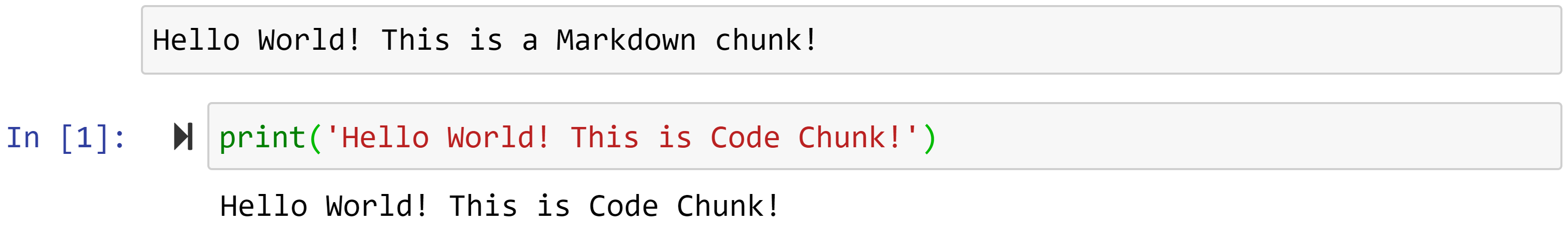 Figure 1.1 – Code for printing Hello World in a Jupyter notebook