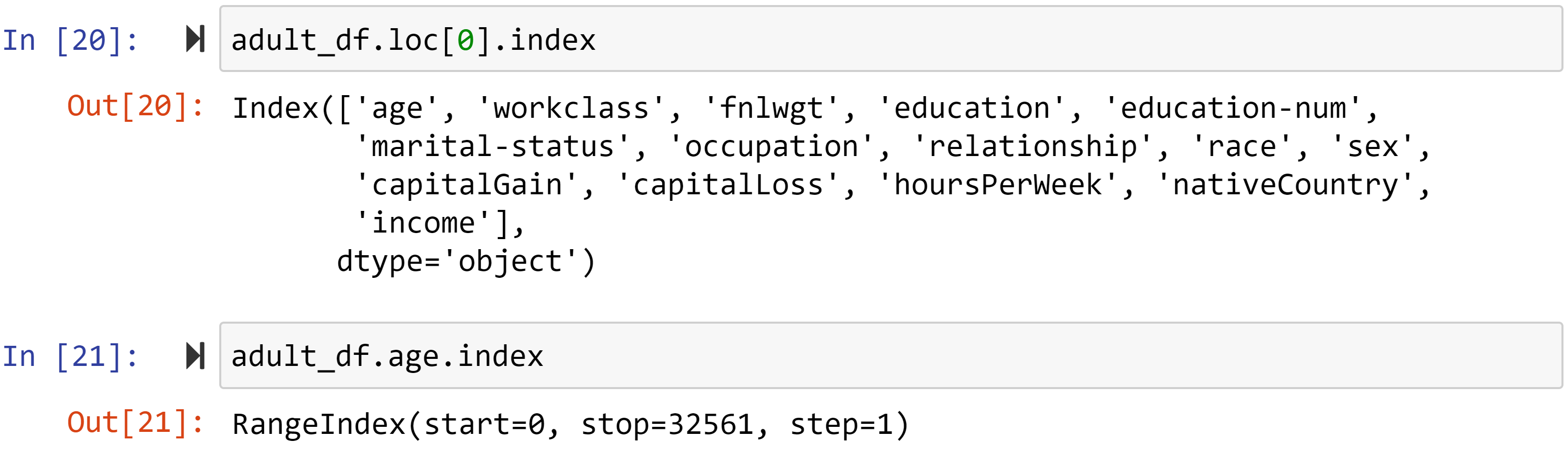Figure 1.14 – Investigating the index for a column series and a row series
