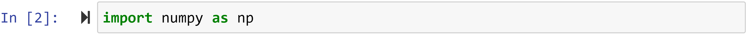 Figure 1.3 – Code for importing the NumPy module