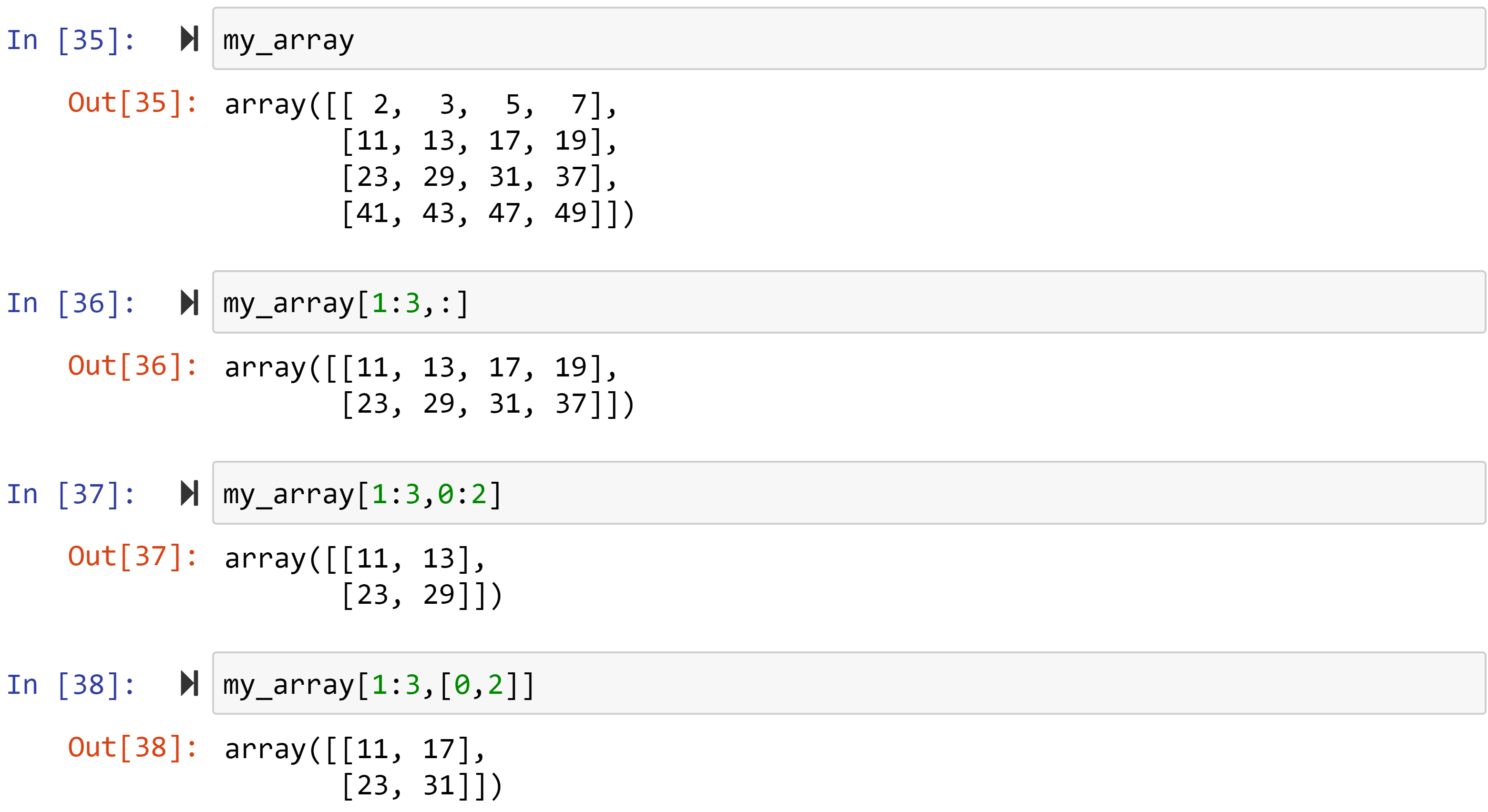 Figure 1.20 – More complex examples of slicing