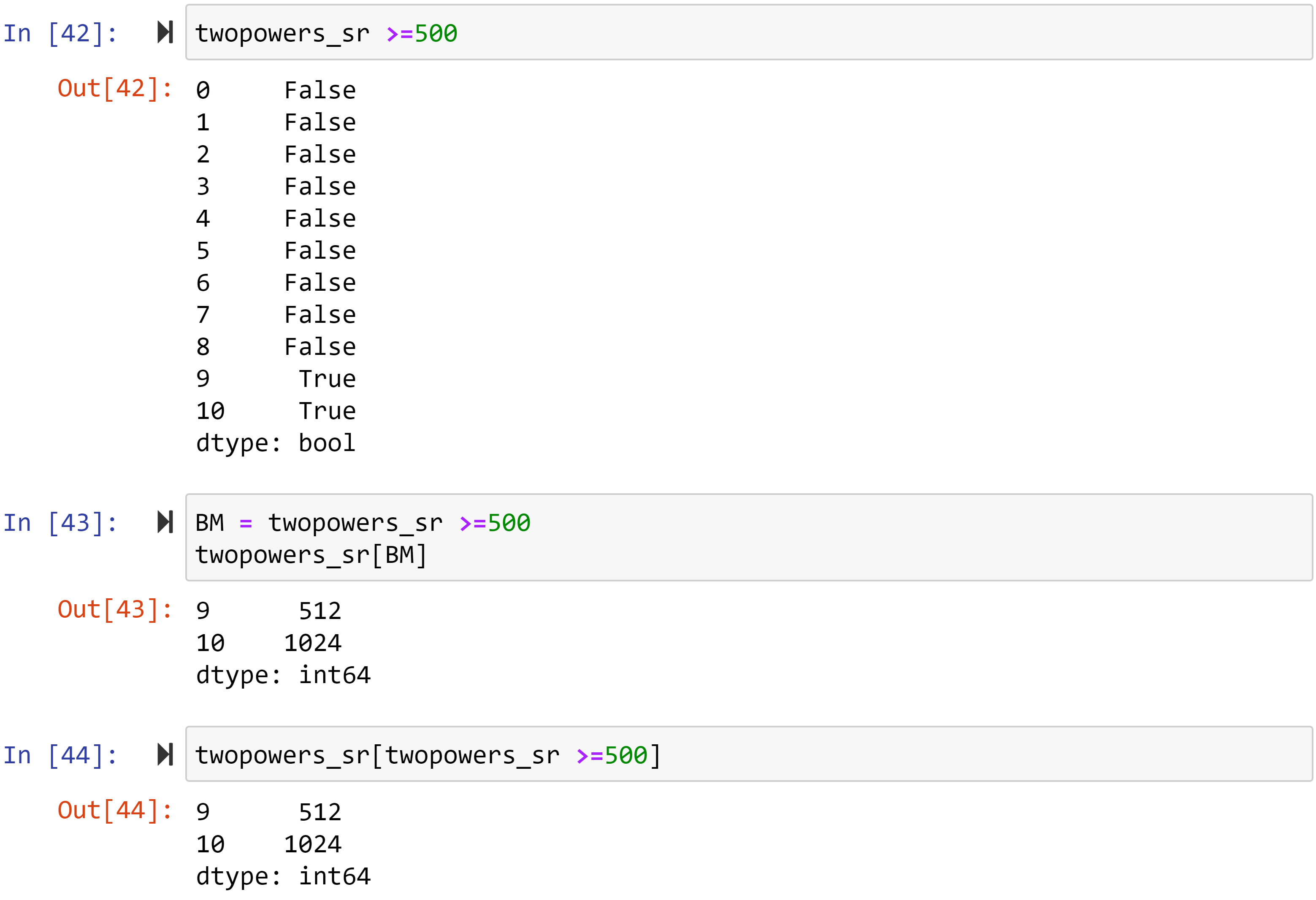 Figure 1.25 – Example of Boolean masking to filter data