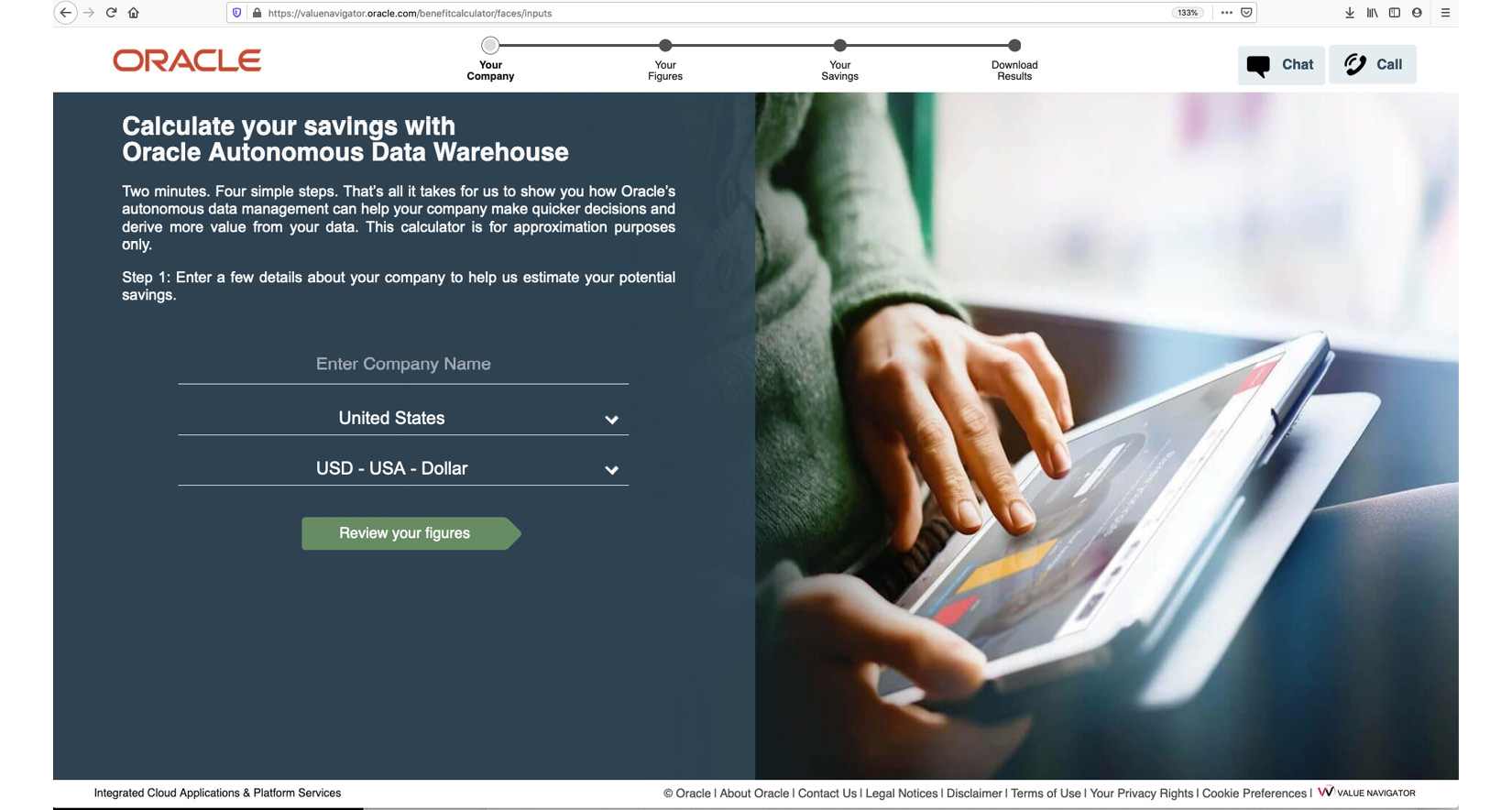 Figure 1.7 – TCO tool page for ADW
