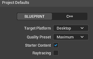 Figure 1.5: Ensuring that the Starter Content checkbox is ticked
