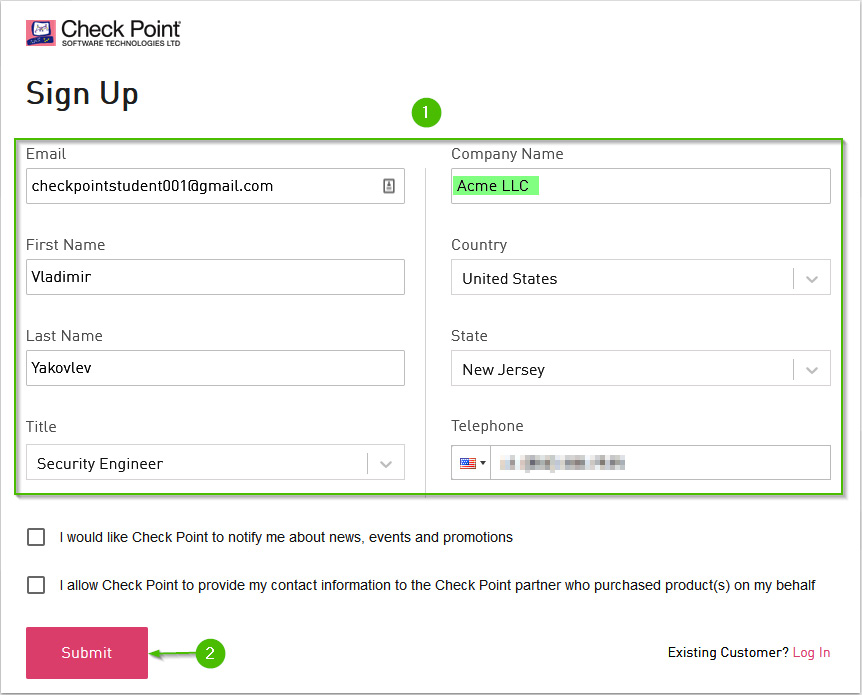 Figure 1.12 – Sign Up; user information
