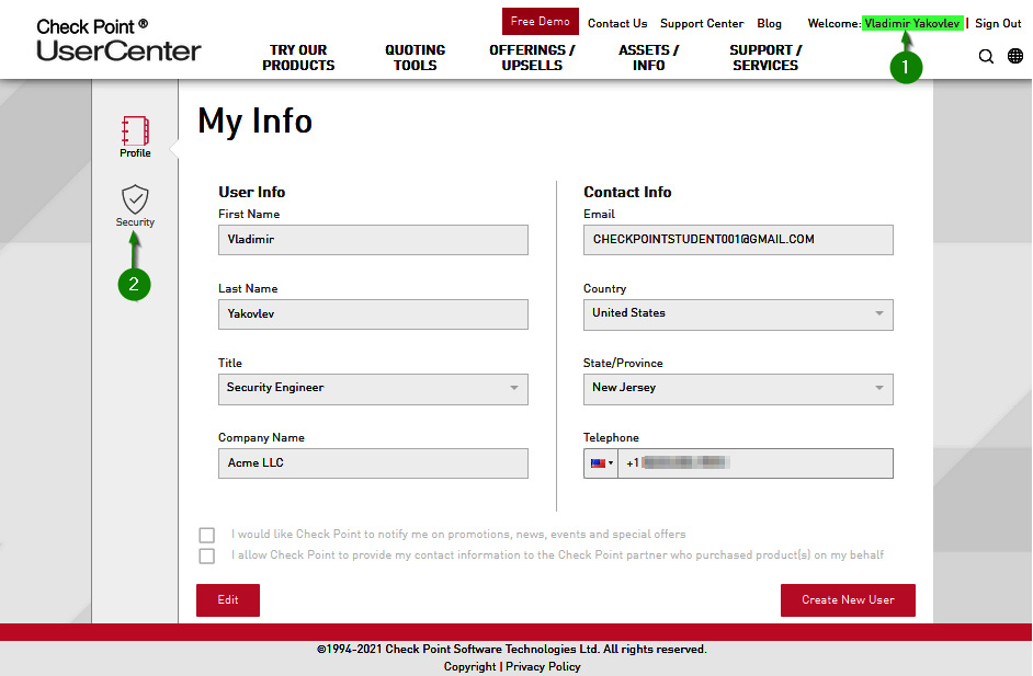 Figure 1.13 – Securing User Center access 
