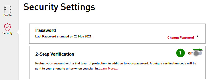 Figure 1.14 – Turning on 2-Step Verification
