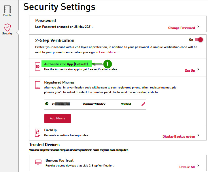 Figure 1.16 – Authentication app as the default 2FA
