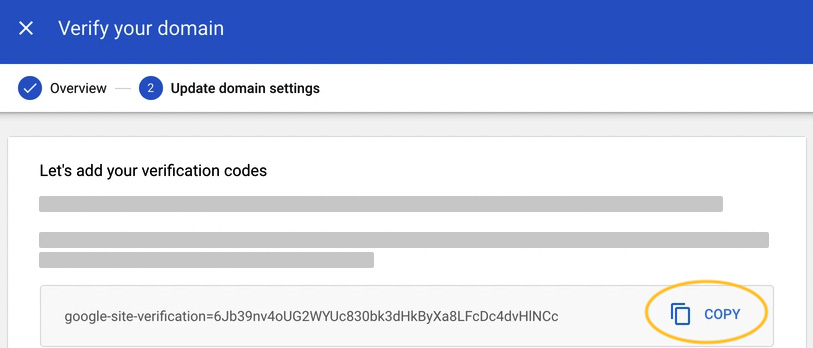 Figure 1.2 – Where to copy the verification code from the Admin console
