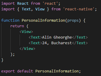 Figure 2.6 –  The code we've written in our PersonalInformation.js file
