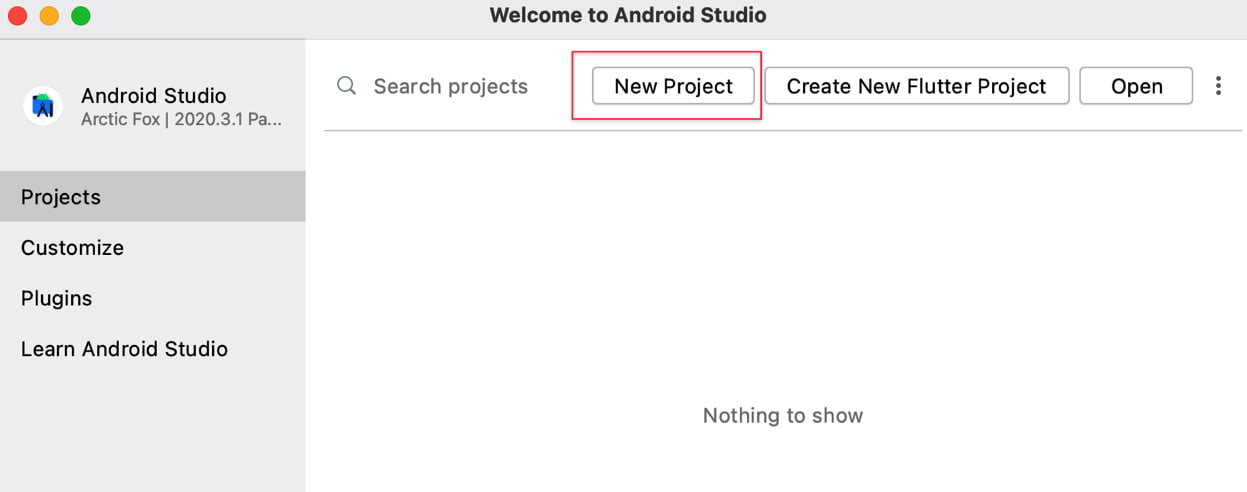 Figure 1.5 – Creating a new project in Android Studio