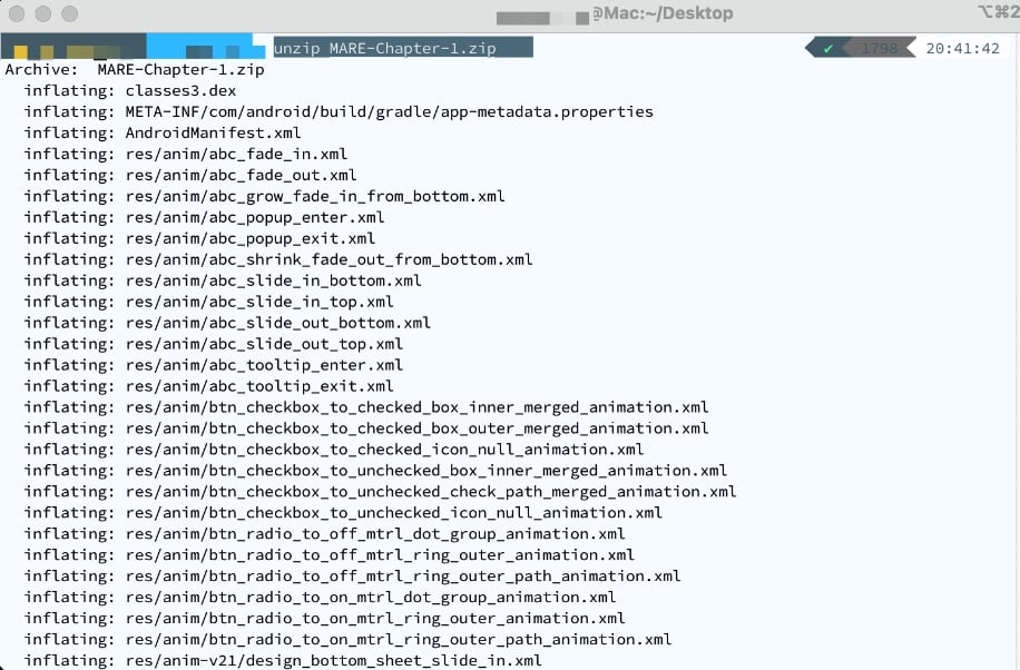 Figure 1.10 – Extracting the content of the APK, after renaming it to .zip