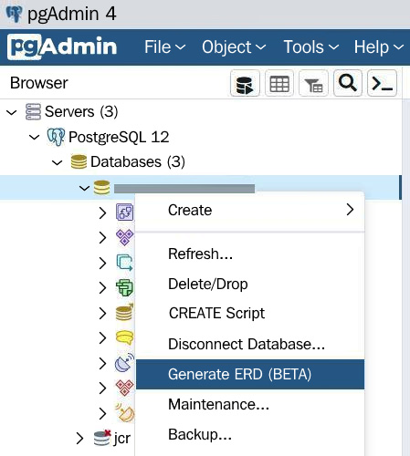 Figure 1.3 – Generate ERD with pgAdmin
