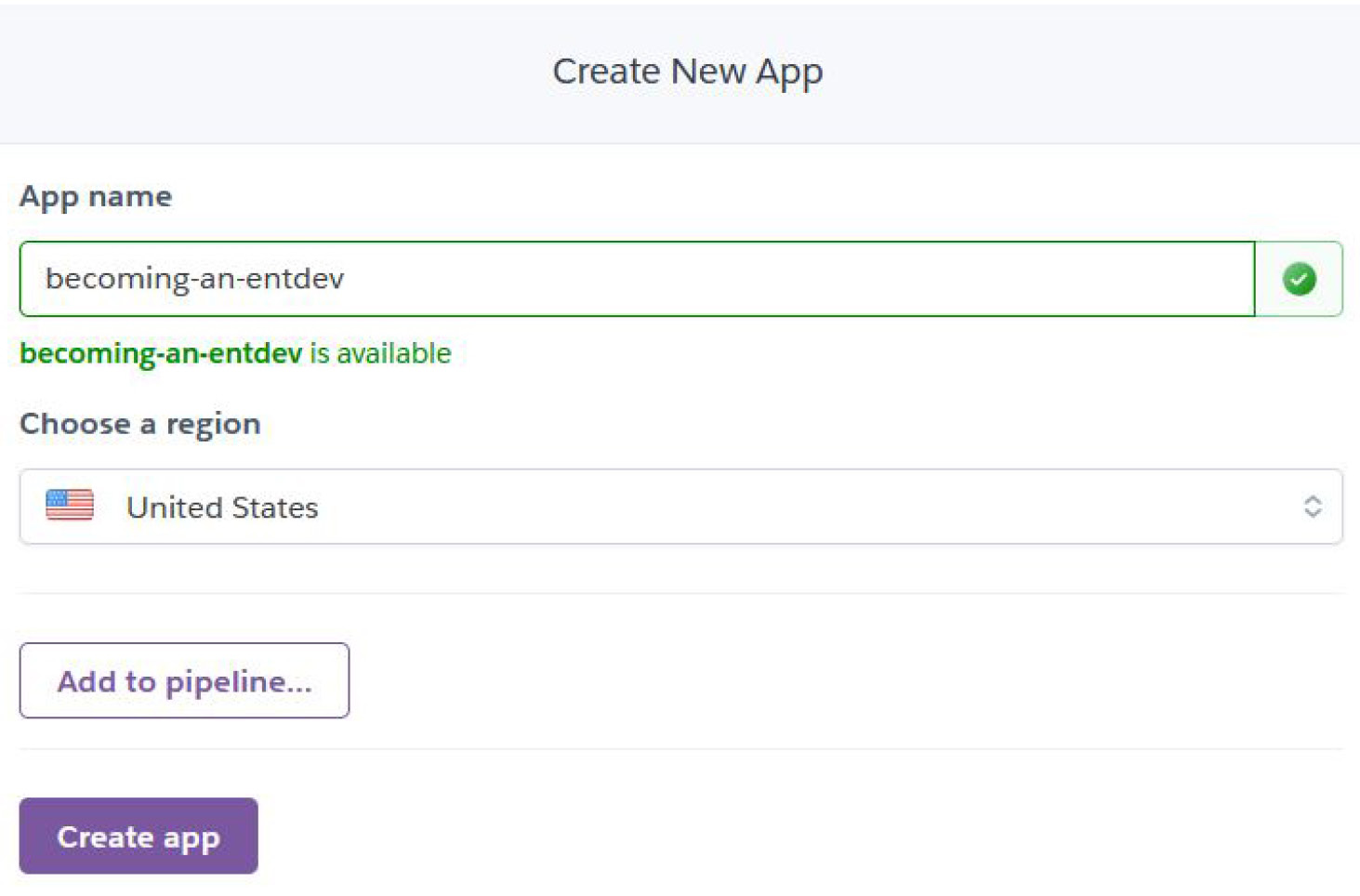 Figure 1.7 – Creating a new Heroku app
