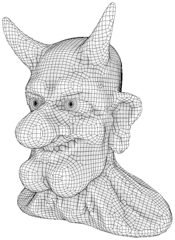 Figure 2.16 – The devilishly handsome guy after remeshing (this diagram has been simplified for better visibility in this book)
