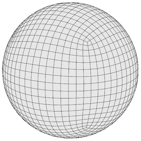 Figure 2.3 – The wireframe of the sphere (this diagram has been simplified for better visibility in this book)
