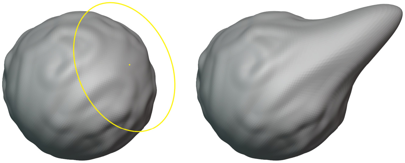 Figure 2.6 – The Snake Hook brush used to pull out a new segment of the Quad Sphere
