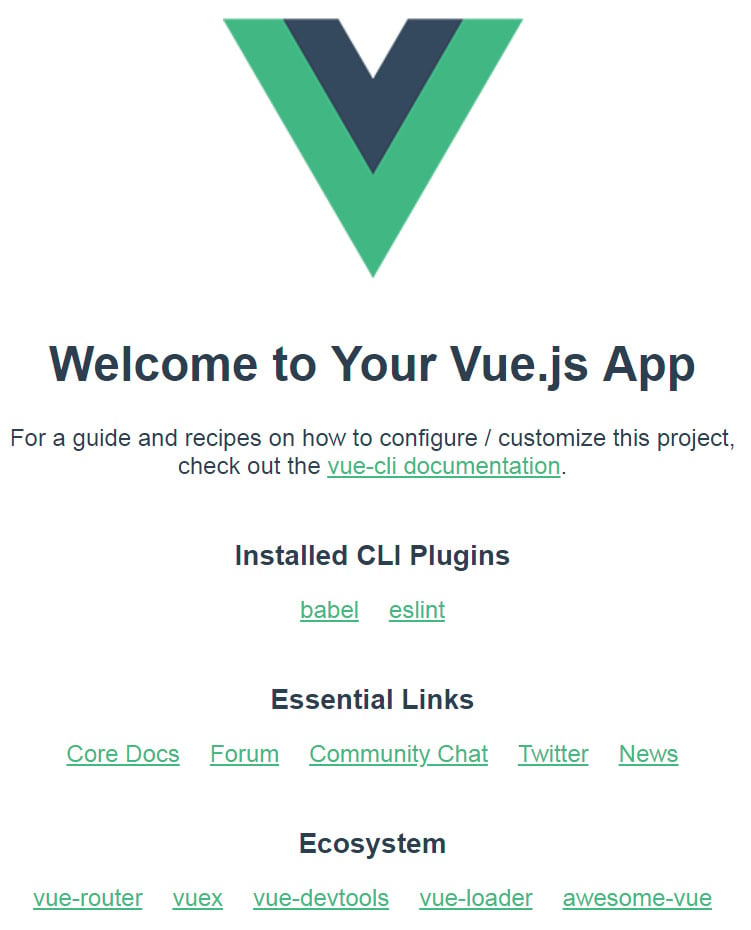 Figure 1.1 – A screenshot of the newly installed Vue 3