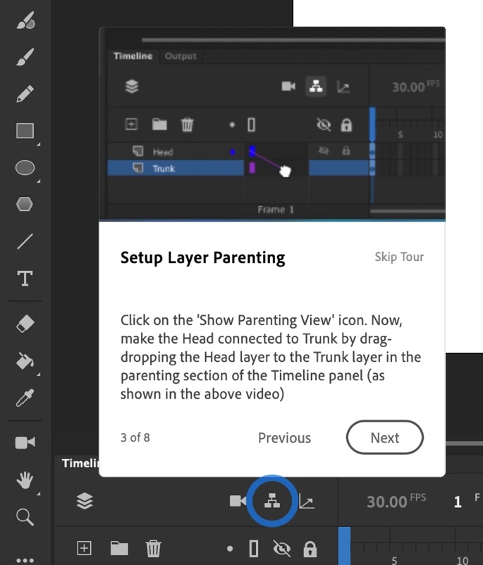 Figure 1.18 – Steps appear as contextual cards within Animate
