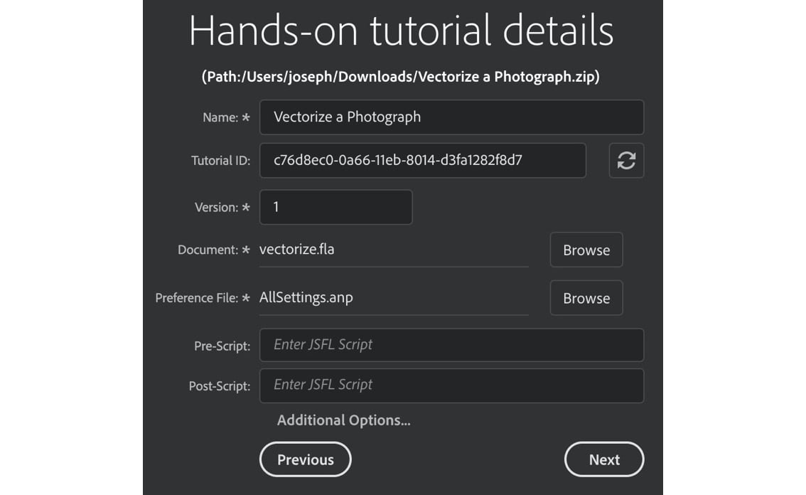 Figure 1.20 – Hands-on Tutorial Creator Panel
