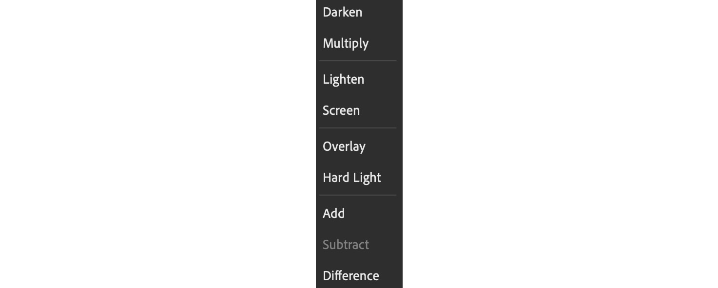 Figure 1.22 – Blend mode selection
