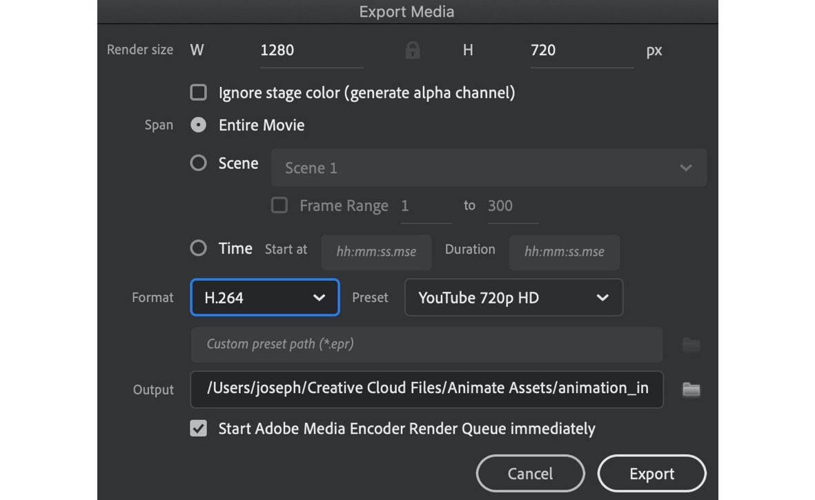 Figure 1.24 – Export Media Dialog
