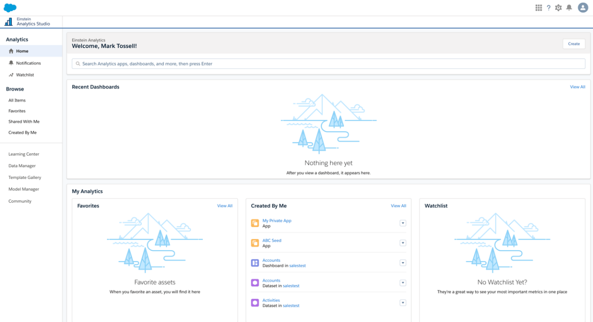 Figure 2.4 – Einstein Analytics Studio home page