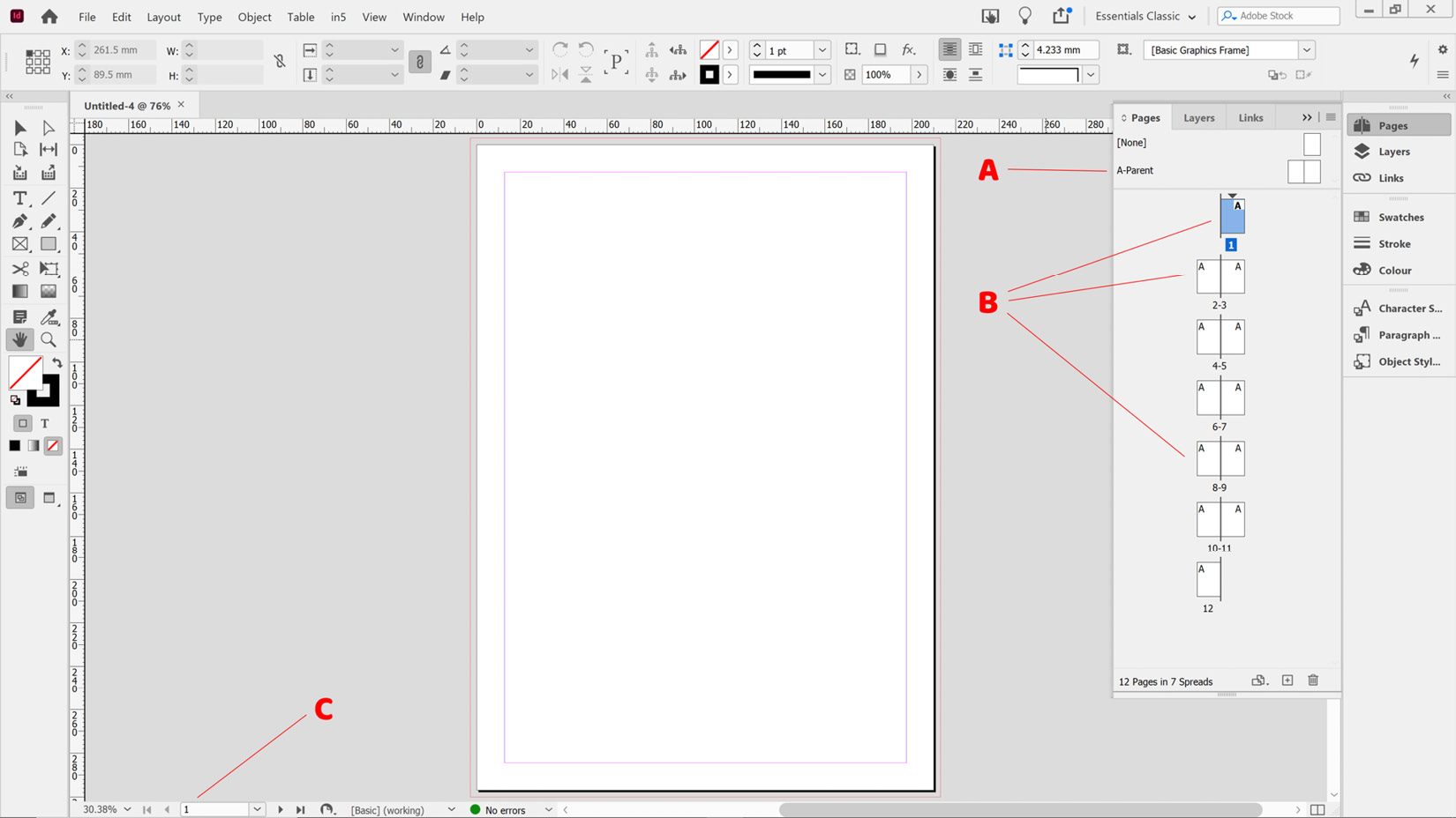 Figure 1.27: The Pages panel in InDesign