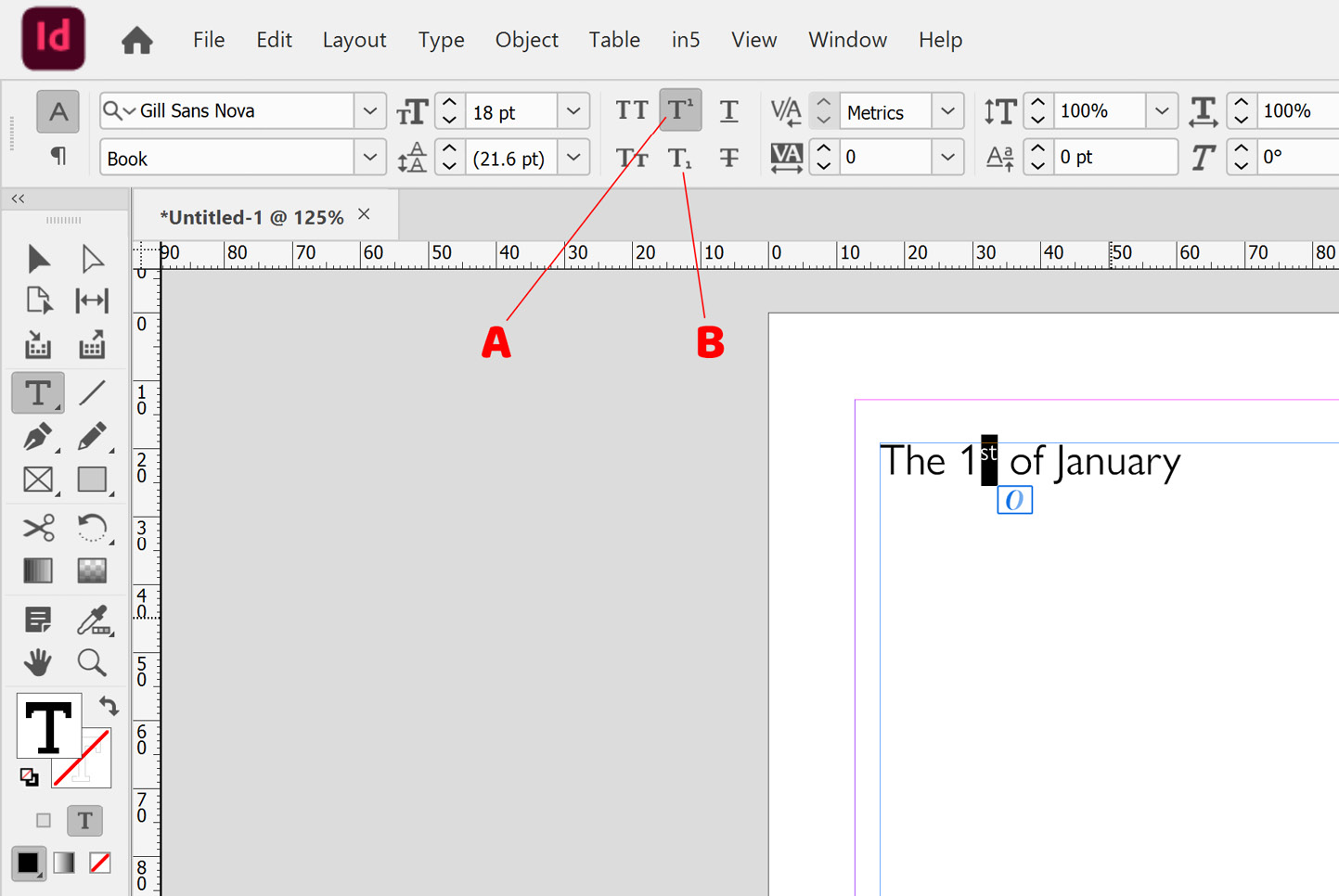 Figure 2.15: Superscript and Subscript options