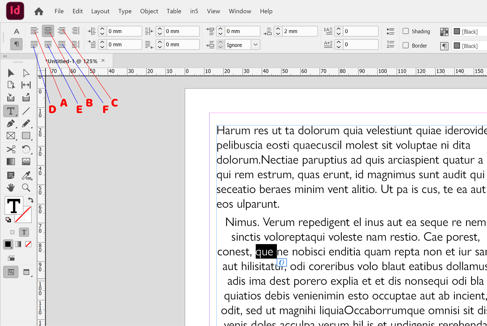 Figure 2.21: Justification options in InDesign