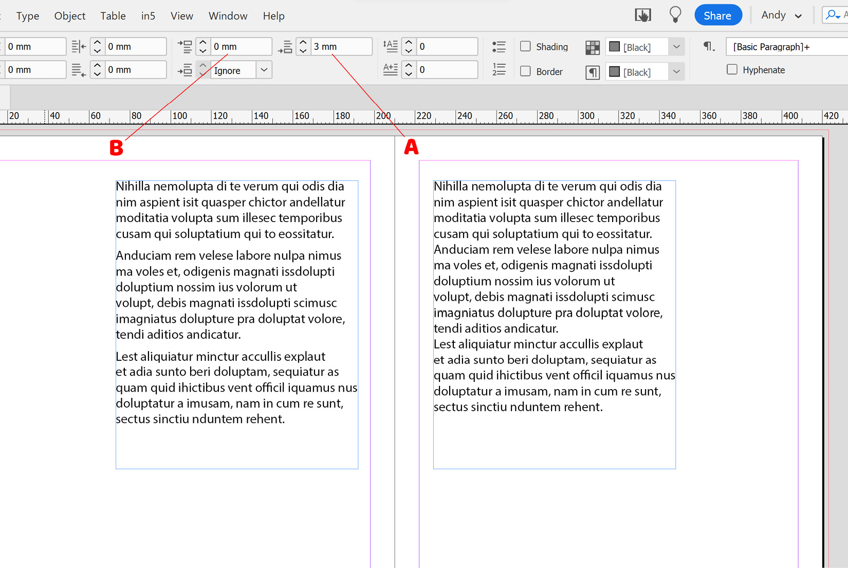 Figure 2.24: Space Before and Space After options in InDesign