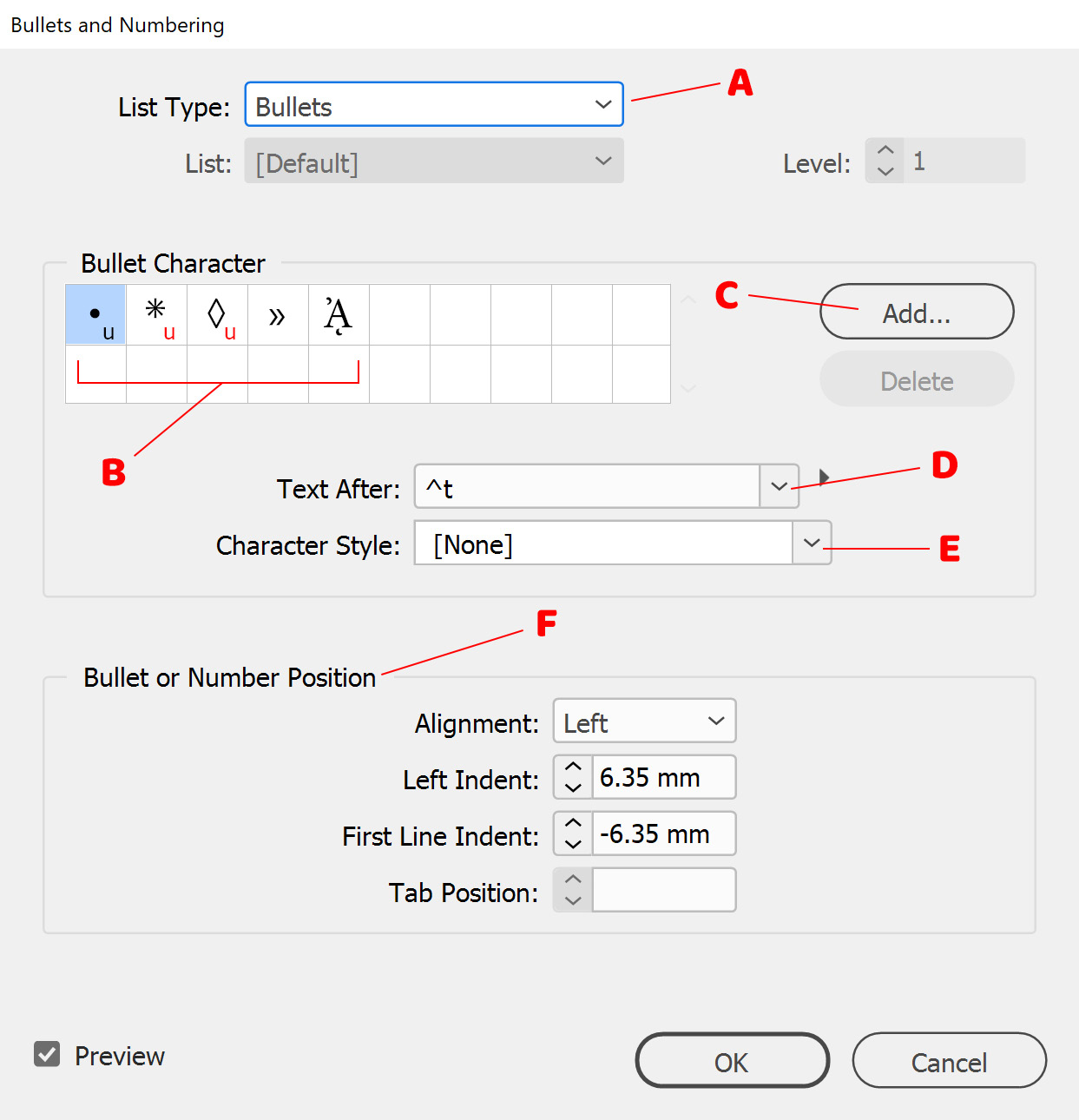 Figure 2.34: Bullets and Numbering dialog box showing bulleted list options