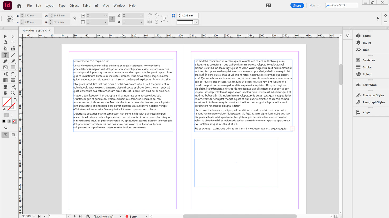 Figure 2.40: Adding a new frame at the end of a story