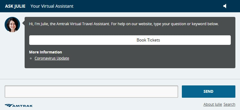Figure 1.5 – Amtrak chatbot
