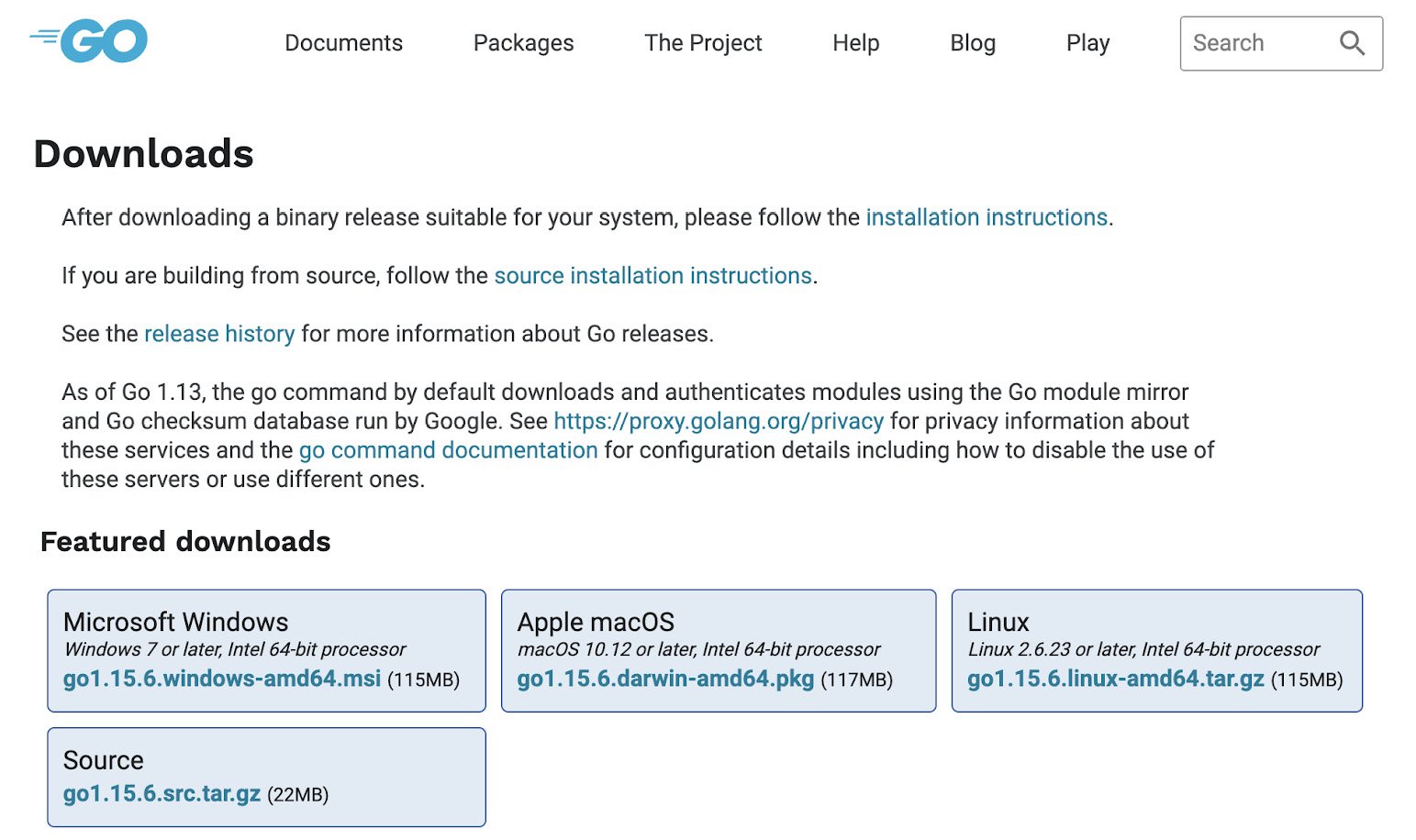 Figure 1.5 – Golang available packages
