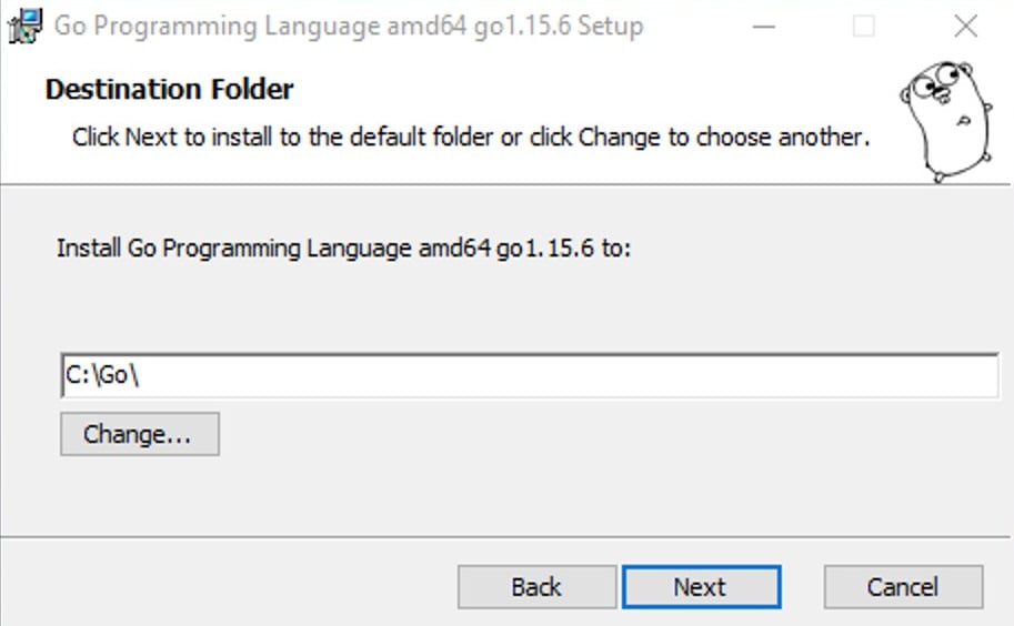 Figure 1.7 – Golang installation wizard
