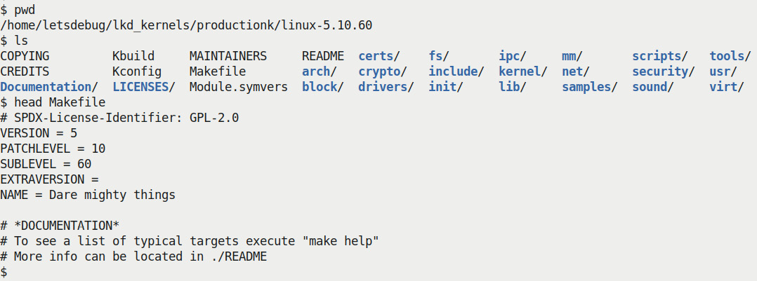 Figure 1.2 – Screenshot of the LTS kernel source tree
