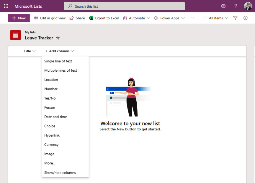 Figure 2.11 – Adding a new column to your list