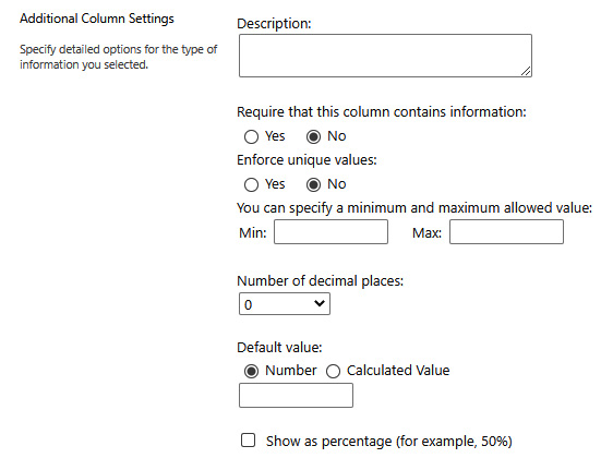 Figure 2.18 – Additional Column Settings window