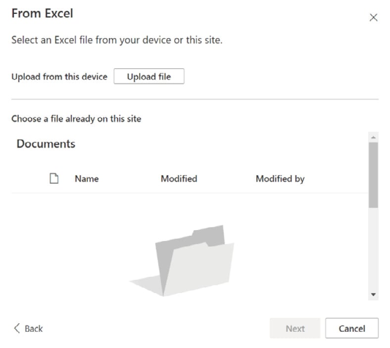 Figure 2.20 – Creating a new list from an Excel spreadsheet