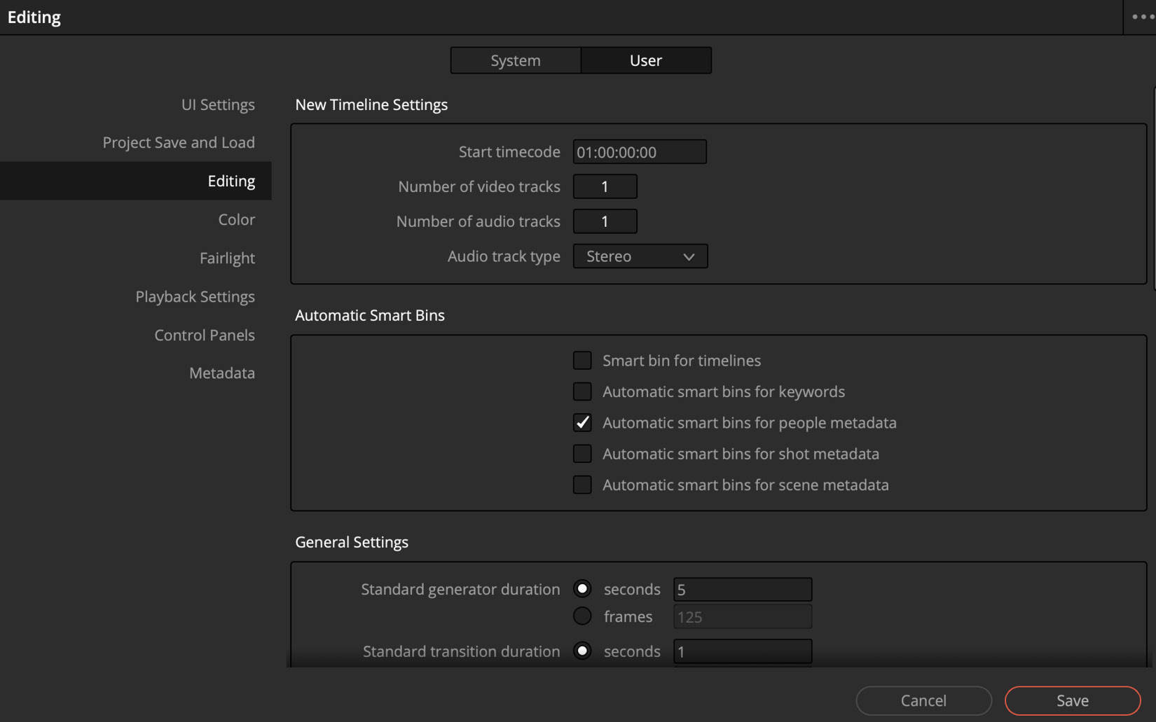 Figure 12.8: Automatic Smart ﻿bins in Preferences