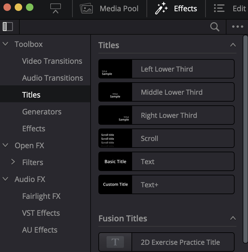 Figure 4.4: Titles panel on the Edit page