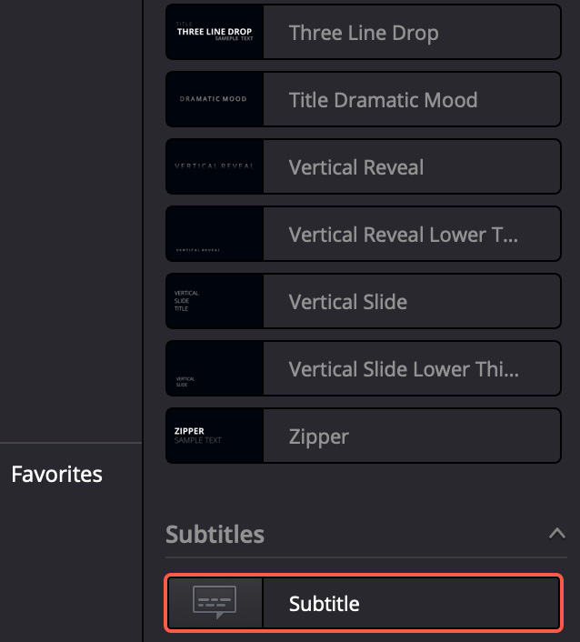 Figure 4.5: Subtitles in the Titles panel