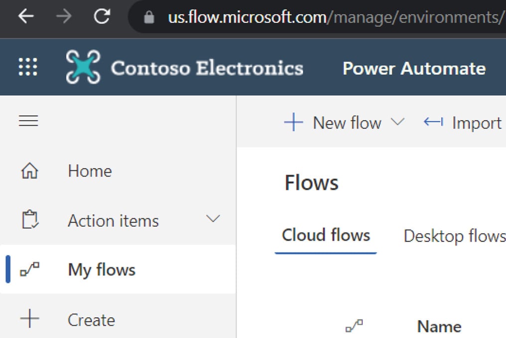 Figure 1.17 – Power Automate with the option to create new flows