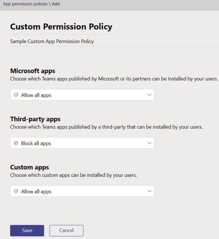 Figure 1.24 – Creating a custom app permission policy