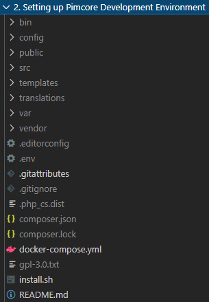 Figure 2.4 – The Pimcore folders
